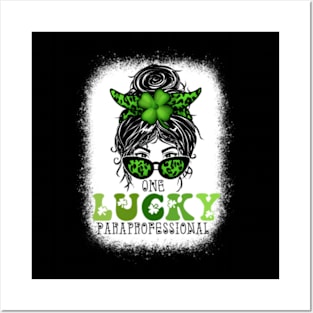 One Lucky Para Bleached St Patrick's Day Messy Bun Posters and Art